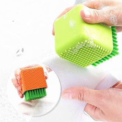 Silicone Laundry Brush With Soft Hair Cleaning Double Side Washing Cloth Household Kitchen Dishwashing Tools Brush Handheld