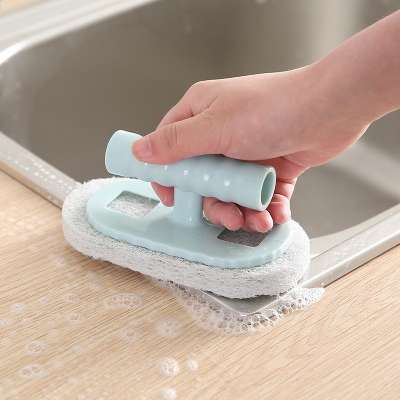 Kitchen Sponge Cleaning Brush Descaling Knife Pan Pot Cleaner Strong Decontamination Brushes